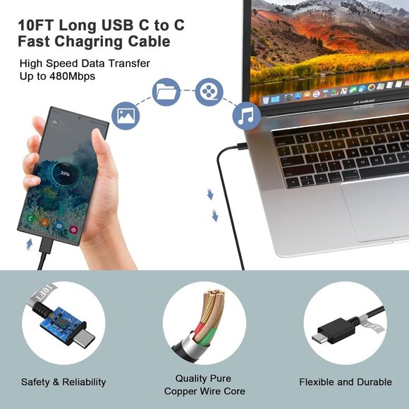 Galaxy S24 Ultra Charger Super Fast Charging, 3 Pack 25W USB C Wall Charger - Picture 9 of 9